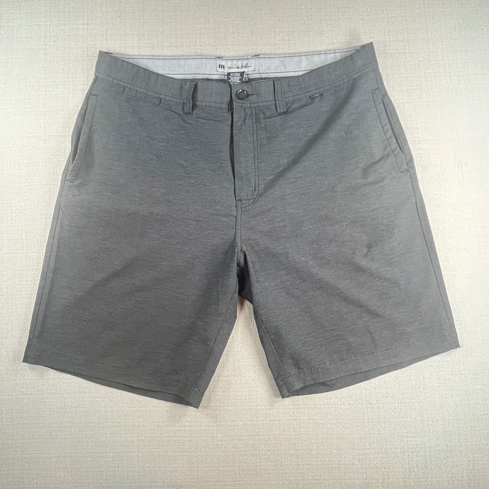 TravisMathew Beck Shorts Mens 38 Grey Performance Stretch Golf Casual